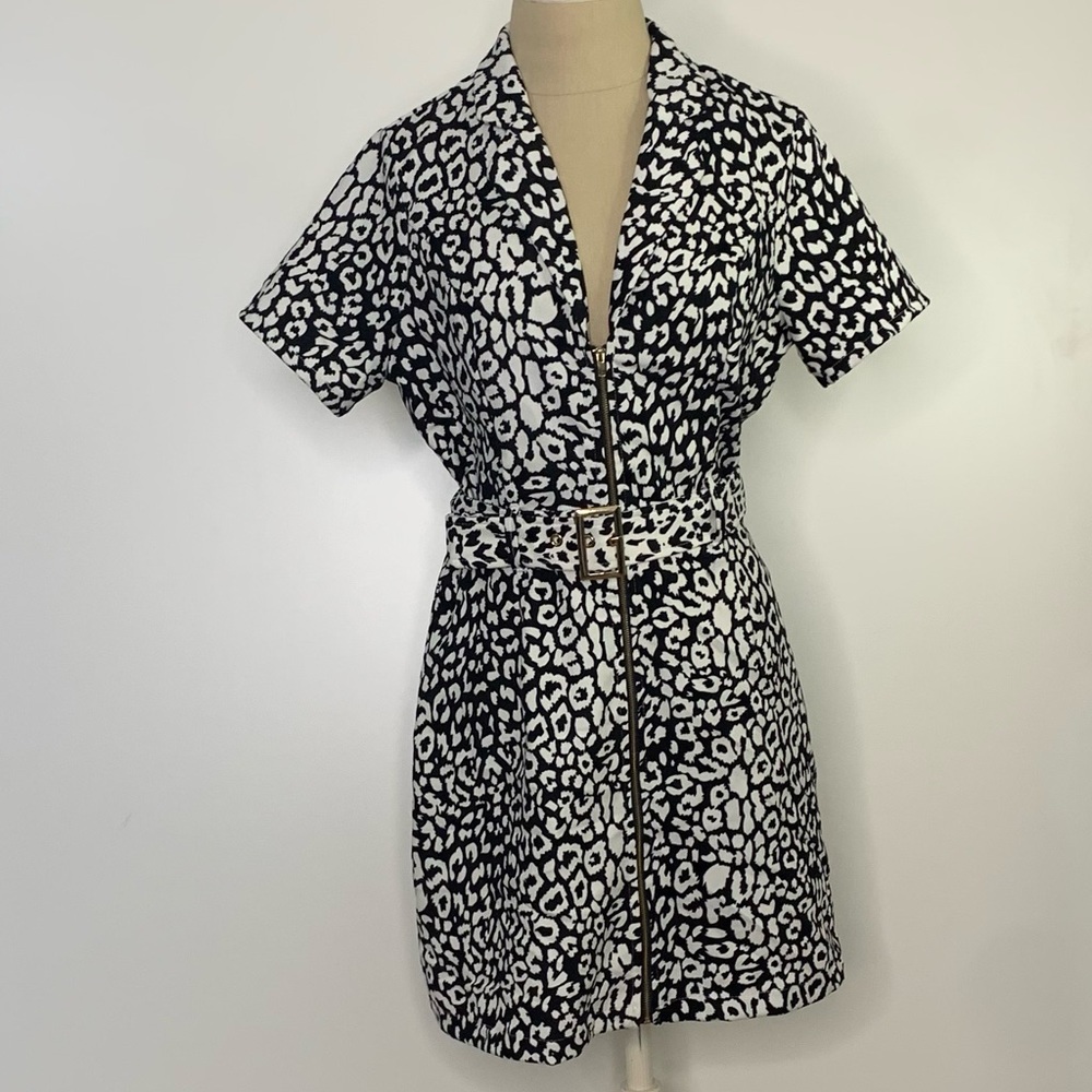 milk and honey white cheetah belted dress medium